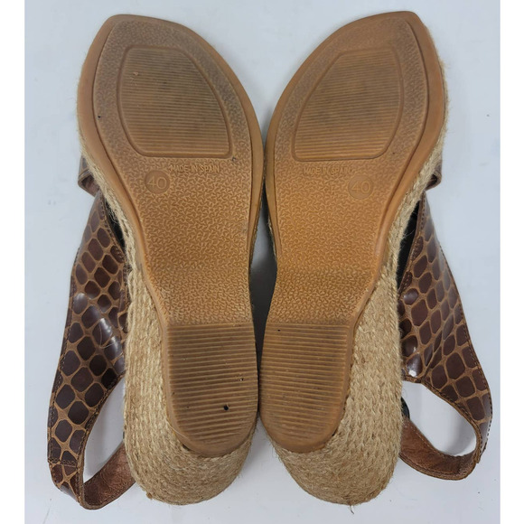 Andre Assous Espadrille Sandals Size 40 Open Toe Cross Strap Camel Print Brown - Picture 6 of 7
